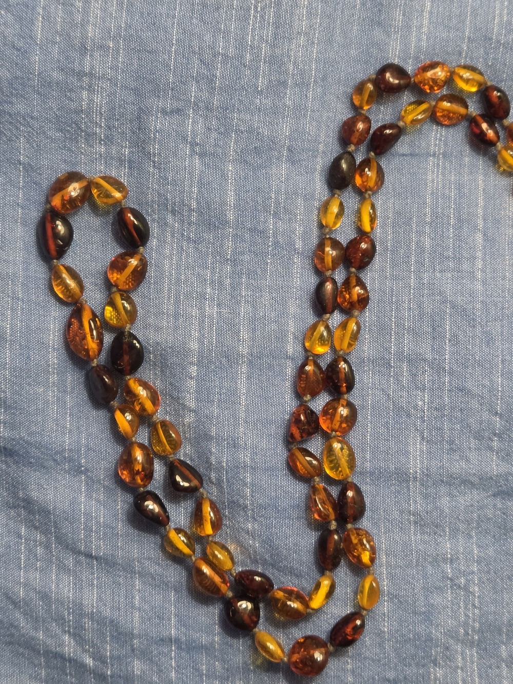 Genuine Amber Bead Necklace - Honey and Cognac